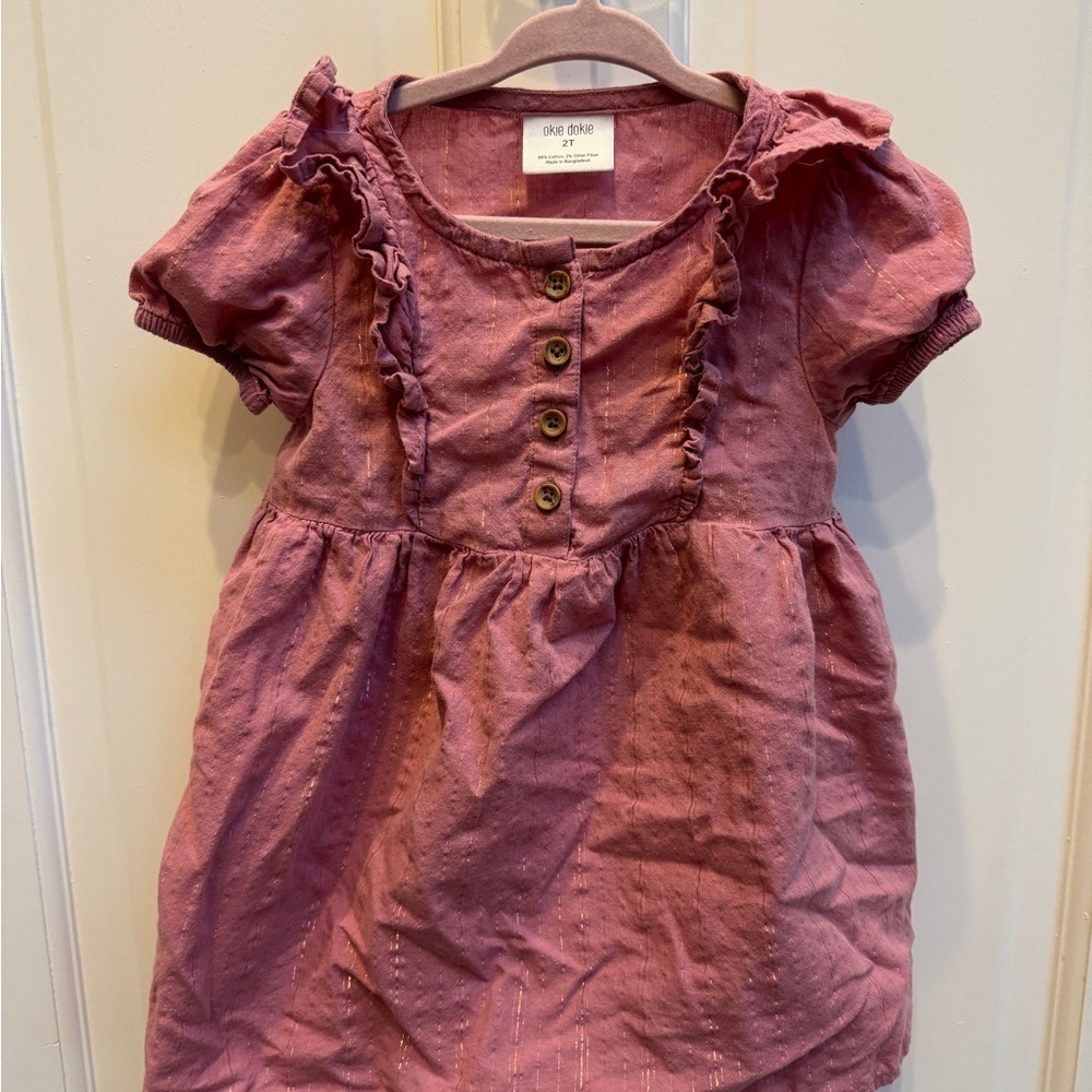 NWOT Okie Dokie 2T Mauve Ruffle Girls Short Sleeve Dress
